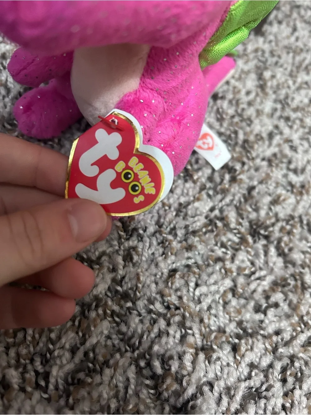 NWT Ty Plush Bundle Sloth and Dragon Pair - Gray & Bright Pink